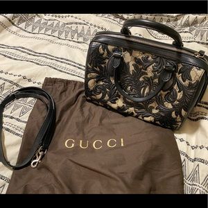 Gucci Supreme Monogram Arabesque Small Boston Bag